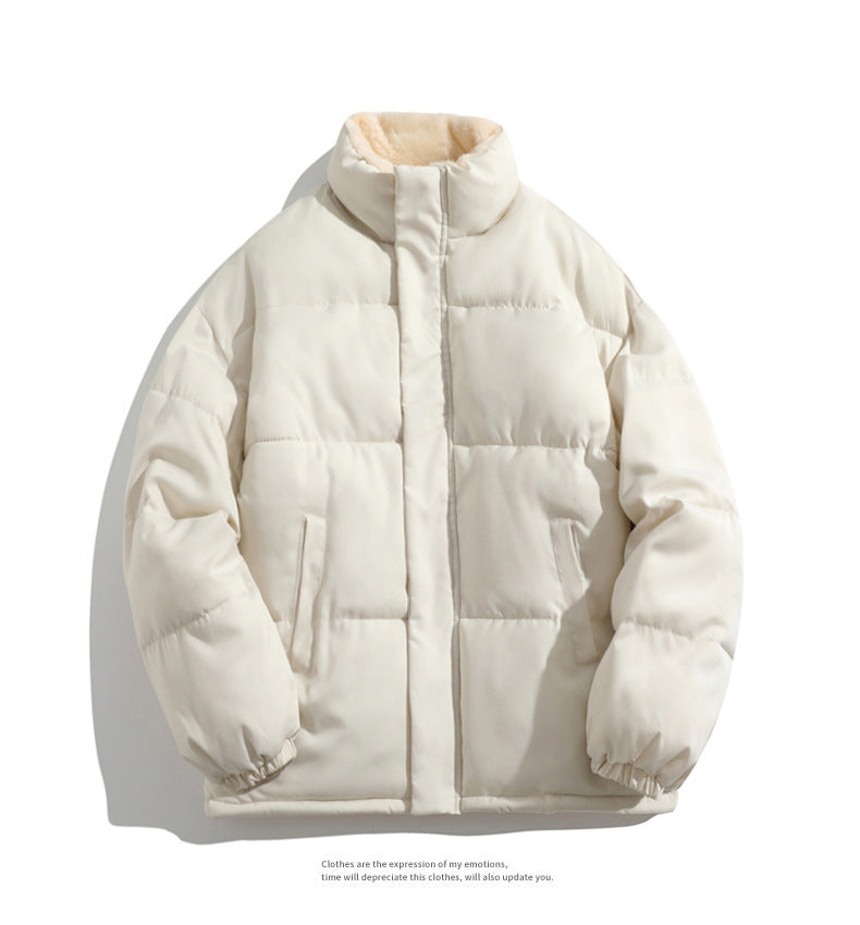 Cross-border Winter New Men's Loose Collar fleece-lined Cotton-padded Clothes Korean Style Youth Fashion Trendy Casual Cotton-padded Jacket