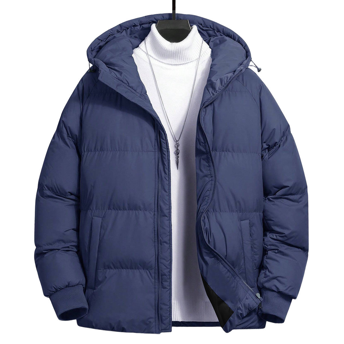 Cross-Border Men's Thickened Cotton Jacket with Hood, Loose Fit, Warm, Versatile, Casual, Cold-Proof Men's Cotton Coat, Trendy Sports Jacket