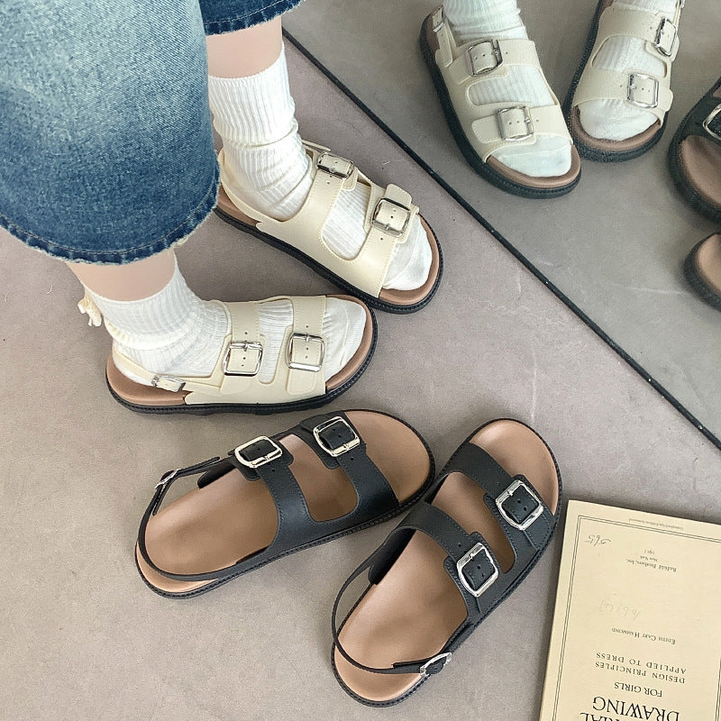 Slippers Women's Summer Rome Flat Beach Sandals Cross-border E-commerce Foreign Trade Rear Strap Fashionable Outwear All-match Sandals and Slippers