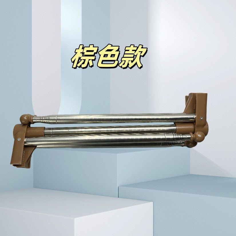 Portable Telescopic Folding Drying Rack Stainless Steel Telescopic Folding Hanger Household Bold Travel Clothes Bar