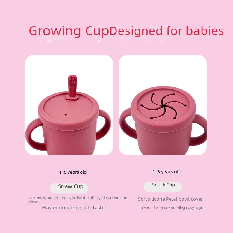 Baby Food Grade Silicone Drinking Cup Baby Food Supplementary Double Handle Drinking Cup Children Drinking Cup Maternal and Infant Products