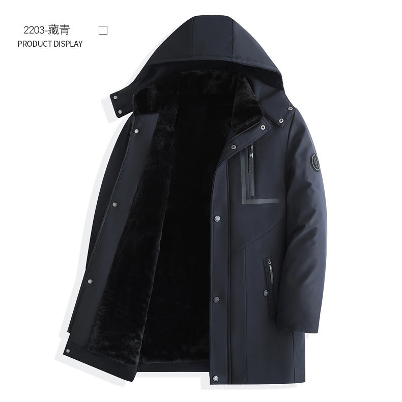 Middle-Aged and Elderly Men's down Jackets, Dad's Thickeneded Warm Cotton Jackets 2025 New Winter Mid-Length Cotton Jackets for Men