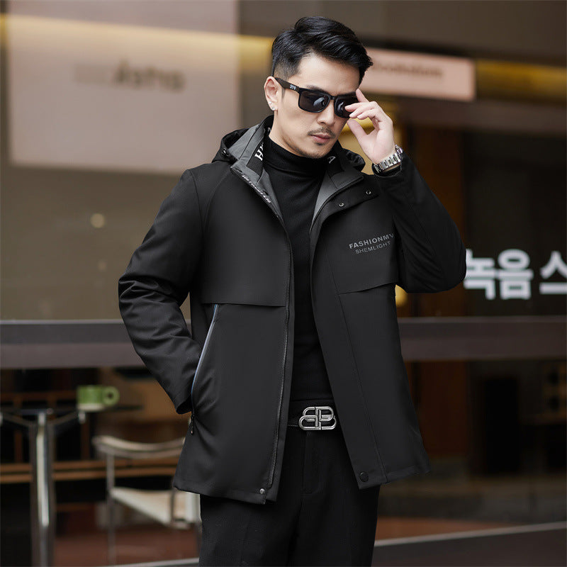 2024 Winter Nidao Men's Fur Middle-aged and Elderly Rex Rabbit Coat Cotton-padded Jacket Dad Cotton-padded Jacket Down Pike