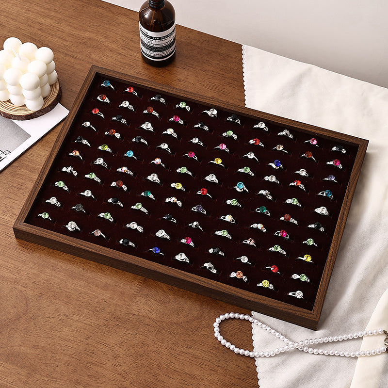 Walnut Jewelry Display Tray Ring Necklace Bracelet Tray Earrings Earrings Jewelry Display Props Night Market Stall