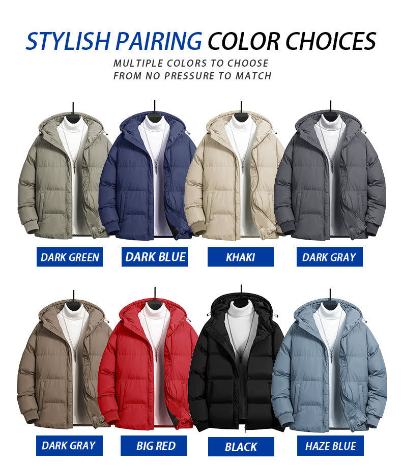 Cross-Border Men's Thickened Cotton Jacket with Hood, Loose Fit, Warm, Versatile, Casual, Cold-Proof Men's Cotton Coat, Trendy Sports Jacket