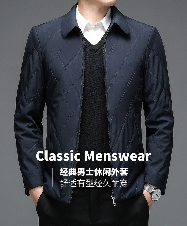 Middle-Aged Men's Jacket 2025 Winter New Style Lapel Middle-Aged Dad's Cotton-Padded Jacket Business Casual Men's Jacket Dropshipping