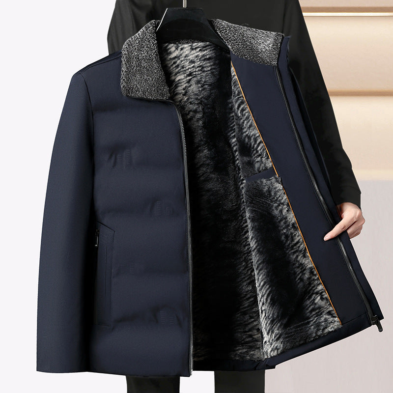 Middle-Aged and Elderly Men's Winter Cotton-Padded Jackets, Dad's Velvet Thickeneded Jackets, Elderly Grandpa's Cotton-Padded Jackets, Loose Grandpa's Cotton-Padded Jackets