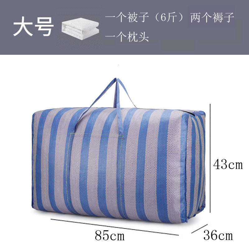 Nylon Woven Bag Student Moving Bag Large Capacity Luggage Moving Bag Blue and White Strip Packing Snakeskin Bag