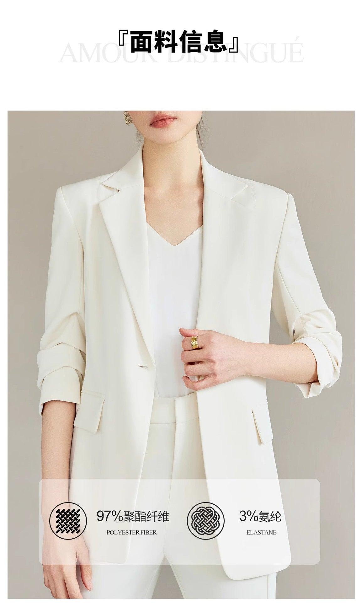 Spring and Autumn New High-End White-Collar Suit Suit White One-Button Suit Pants Female President Formal Work Clothes