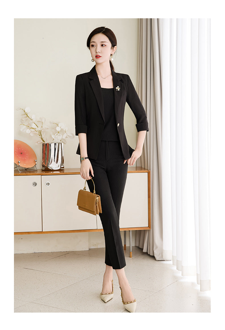 Pink Mid-Sleeve Suit for Women 2025 New Summer Thin Business Attire Elegant Beauty Salon Front Desk Work Clothes