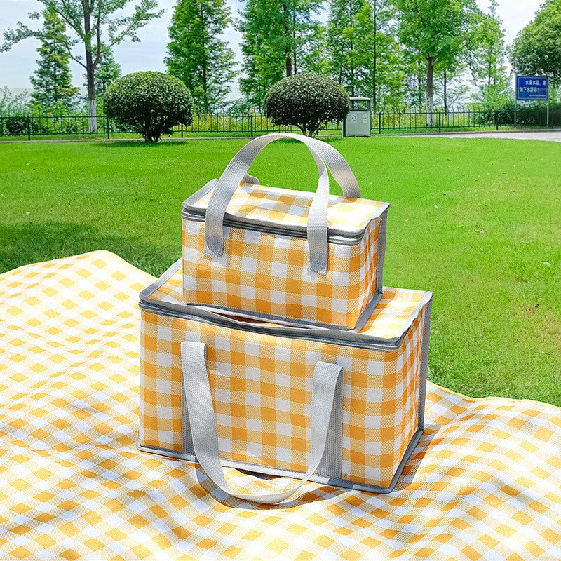 Mesh Picnic Basket Large Capacity Foldableable Outdoor Picnic Cooler Bag Cake Preservation Aluminum Film Insulation Bag