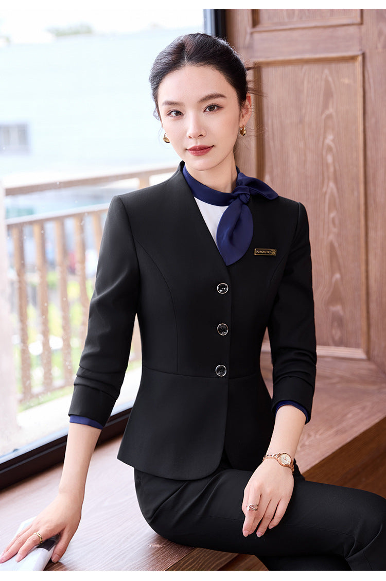 Gray Suit Suit for Women 2025 New Spring & Fall High-End Business Attire Formal Hotel Front Desk Manager Work Clothes