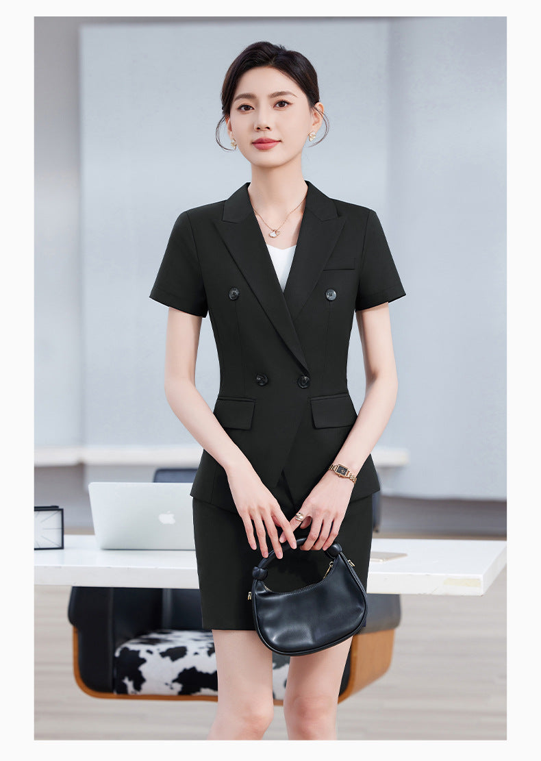 High-End Short-Sleeved Suit for Women 2025 Summer New Style Professional Wear Hotel Manager Bank Work Clothes