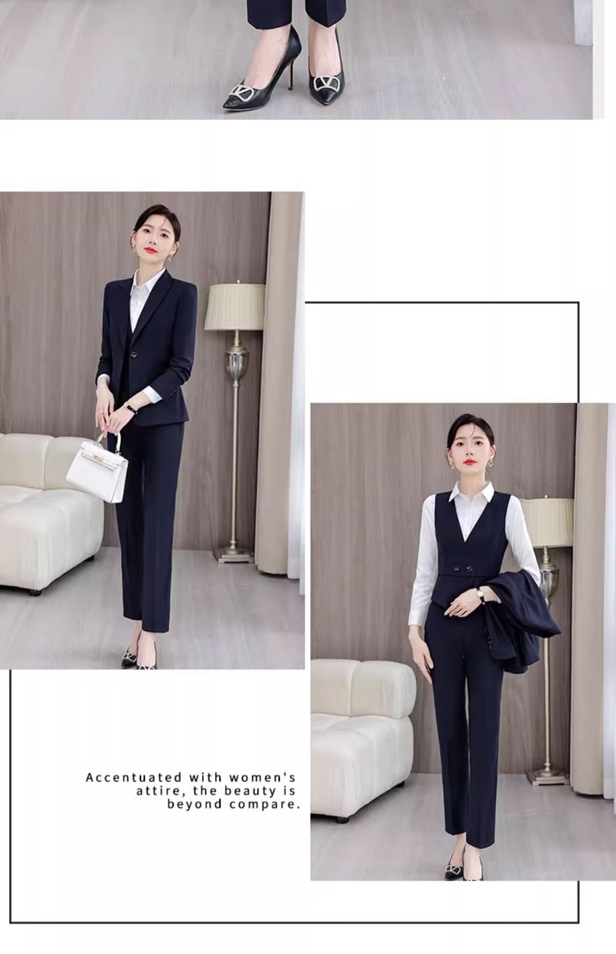 Gray Suit Women's Professional Suit Spring and Autumn Hotel Workwear Elegant Interview Formal Wear Plus Size Workwear