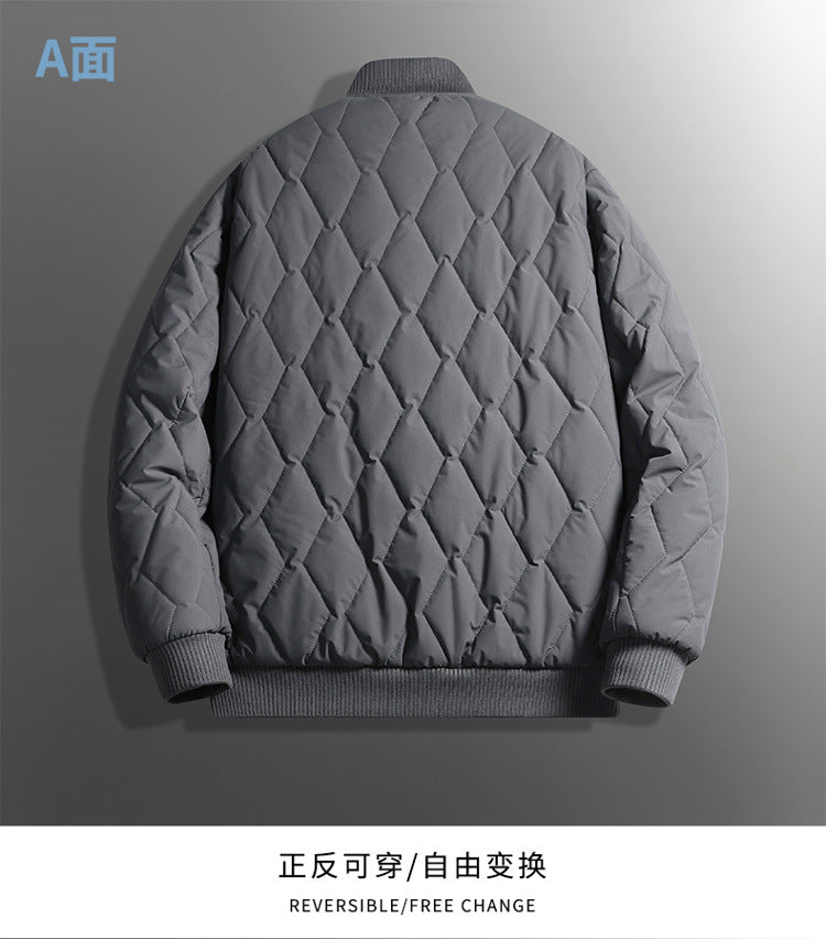 Double-sided stand collar cotton-padded jacket jacket men's winter fleece-lined thickened cotton-padded jacket fashion brand relaxed-fit warm bread suit for lovers