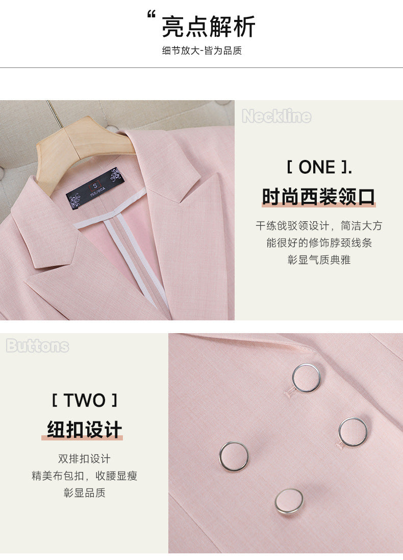 Cross-Border Professional Attire Pink Three-Quarter Sleeve Suit Skirt Women's Spring and Summer New Beauty Salon Work Clothes Over-The-Knee Skirt