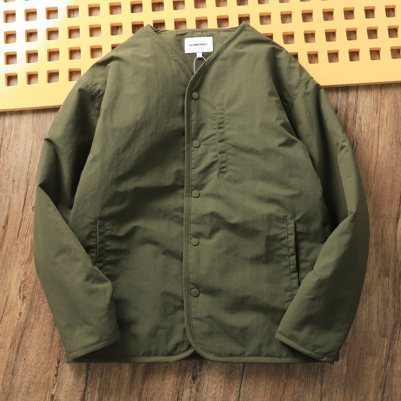 Retro Collarless Layered Thickeneded Men's Winter Jacket Loose Casual Autumn and Winter Warm Inner Lining Men's Cotton Jacket