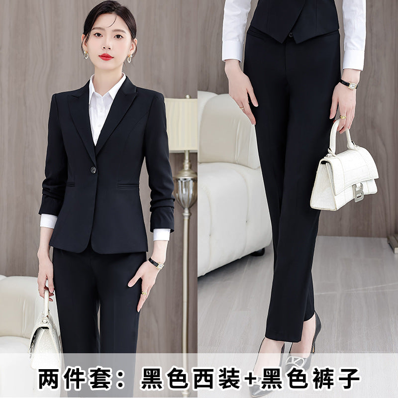 Gray Suit Women's Professional Suit Spring and Autumn Hotel Workwear Elegant Interview Formal Wear Plus Size Workwear