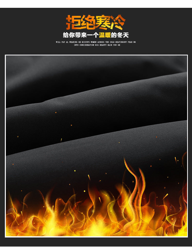 2025 Winter New Cross-Border Men's Cotton Jacket, Faux Two-Piece Solid Color Design with Fleece Lining and Thickened Polar Fleece Cotton Coat