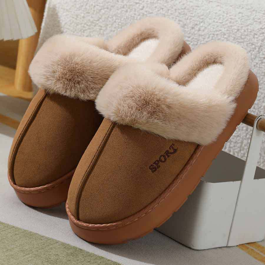 2024 new slippers fleece-lined thickened home warm thick-soled cotton shoes women's non-slip indoor winter plush cotton slippers