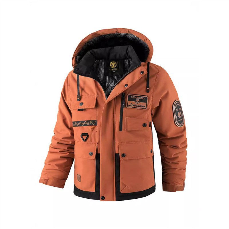 Cross-Border New Thickened Cotton Coat Outdoor Warm Cotton Coat Winter Men's Large Size Hooded Jacket Waterproof Jacket Wholesale