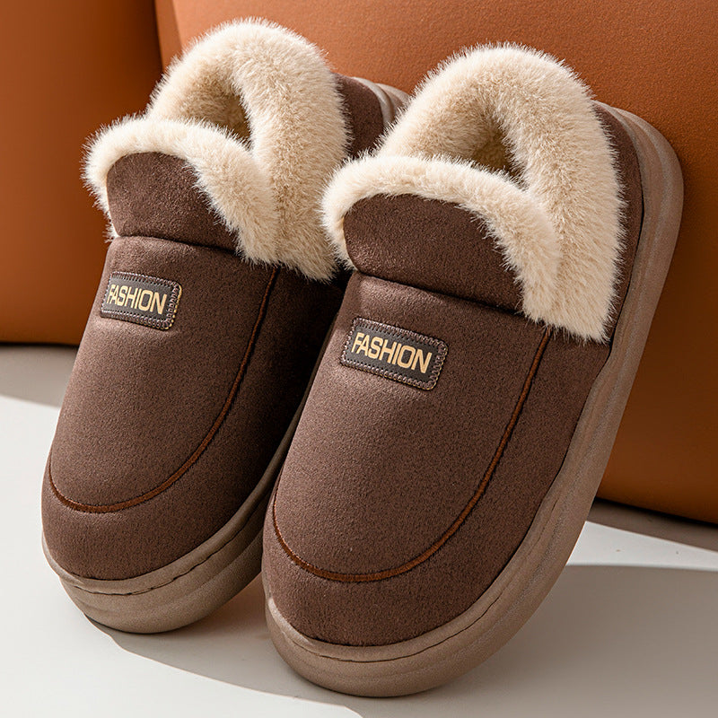 2024 cross-border foreign trade in stock old cotton shoes men and women winter wear bag heel fleece-lined indoor warm thick-soled cotton shoes men