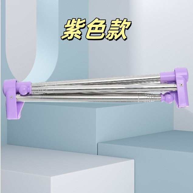 Portable Telescopic Folding Drying Rack Stainless Steel Telescopic Folding Hanger Household Bold Travel Clothes Bar