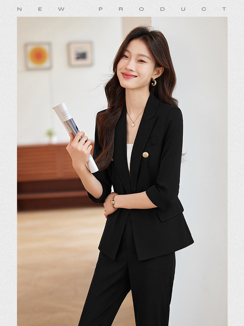Seven-point Sleeve Suit suit Women's Spring and Summer New College Student Work Clothes Interview Dress Slim-fit Jacket Professional Suit