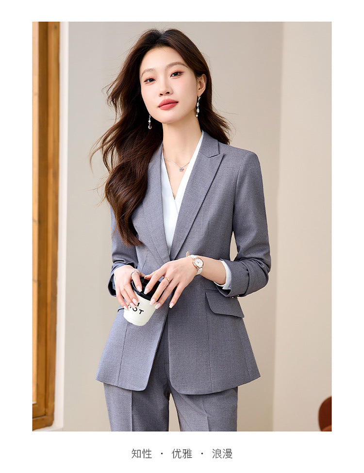 Suit suit Women's Spring and Autumn Business Dress Front Desk Reception Work Clothes Suit Interview Suit Sales Department Property Tooling