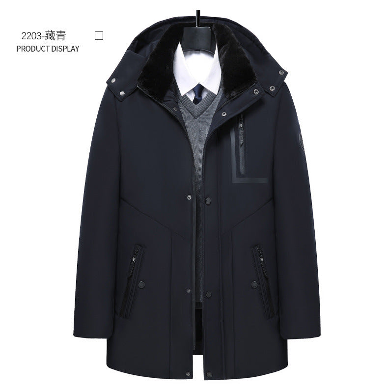 Middle-Aged and Elderly Men's down Jackets, Dad's Thickeneded Warm Cotton Jackets 2025 New Winter Mid-Length Cotton Jackets for Men
