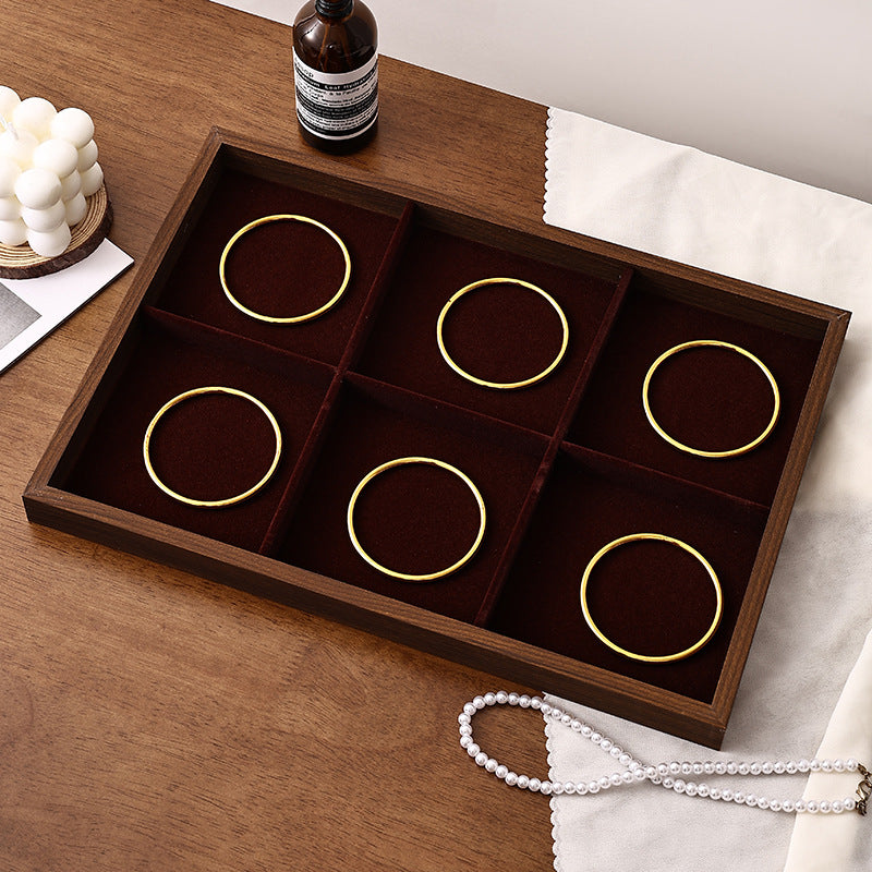 Walnut Jewelry Display Tray Ring Necklace Bracelet Tray Earrings Earrings Jewelry Display Props Night Market Stall