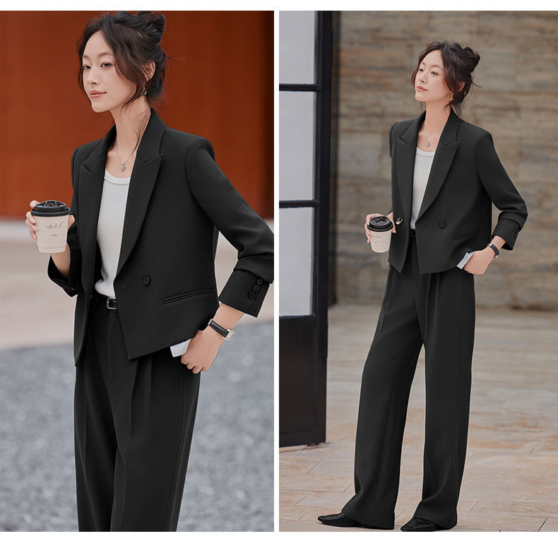 Cross-Border Gray Short Blazer for Women, New Spring and Autumn Style, Petite Professional Casual Workwear Suit