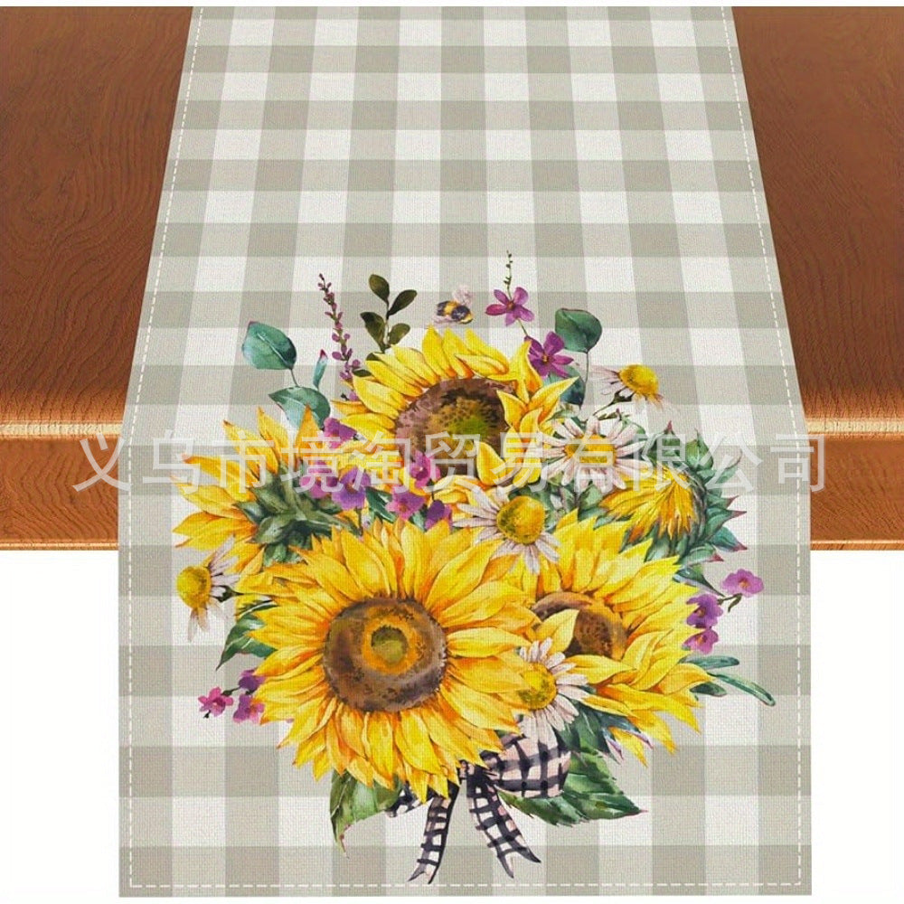 Linen Table Runner Pastoral Flower Lemon Summer Home Dining Table Outdoor Decoration Printed Tablecloth Table Runner
