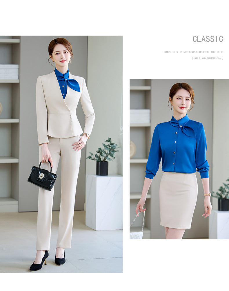 Cross-Border Professional Attire Goddess Style Long-Sleeved Beauty Salon Front Desk Fashion Hotel Manager Sales Department Jewelry Store Work Clothes