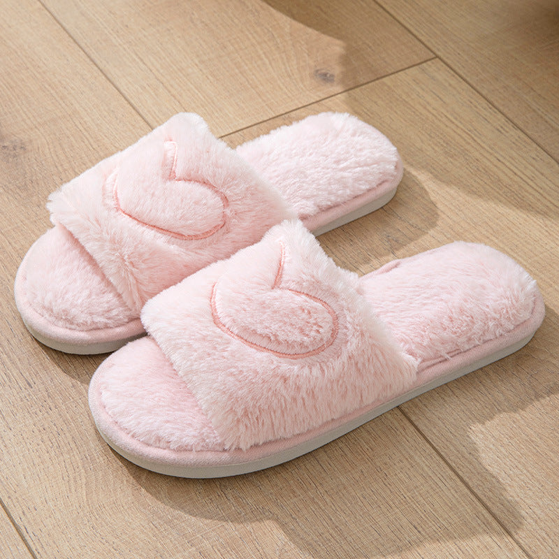 Cross-border Mao Mao Open One-word Open Toe TPR Men and Women Couple Indoor and Outdoor Home Cotton Slippers Four Seasons Wool Slippers
