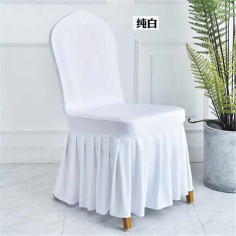 Solid Color All-Inclusive Elastic Pleated Skirt Chair Cover Hotel Wedding Banquet Household Universal Skirt Stool Cover