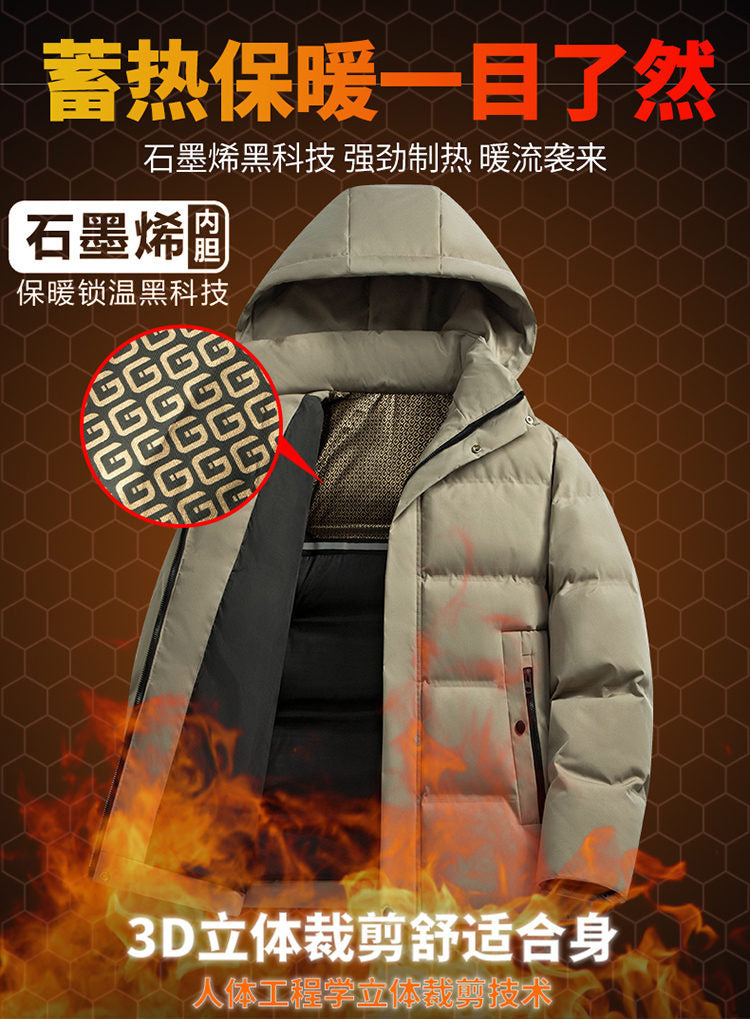 2024 Cross-border Foreign Trade Winter Middle-aged and Elderly Dad Clothes Men's Down Cotton-padded Coat Thickened Warm Hooded Cotton-padded Coat