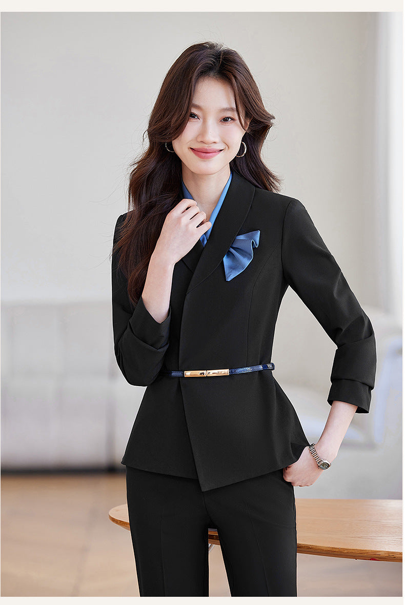 Cross-Border Flight Attendant Professional Suit Set for Women, Announcer, Art Exam Host, Formal Attire, Front Desk Receptionist, Beauty Salon Work Uniform