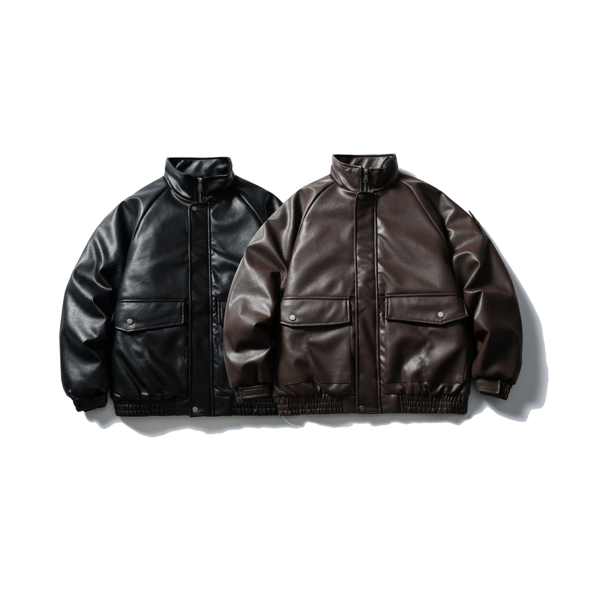 Mr. Song's Cross-Border Trendy American Retro Pu Leather Motorcycle Jacket for Men and Women, Thick Cotton Coat with Large Pockets