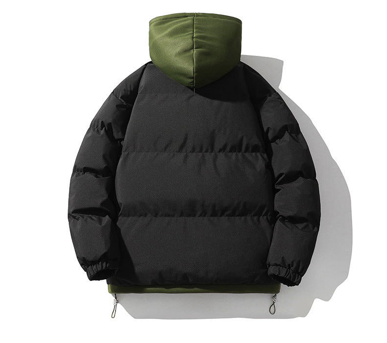 Men's Cotton-Padded Jacket Winter Cold-Proof Cotton Jacket Hooded Fake Two-Piece 2024 New Youth Cotton-Padded Jacket Couple Trendy Brand
