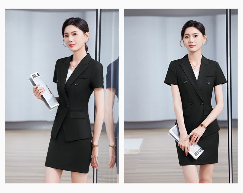 High-End Short-Sleeved Suit for Women 2025 Summer New Style Professional Wear Hotel Manager Bank Work Clothes