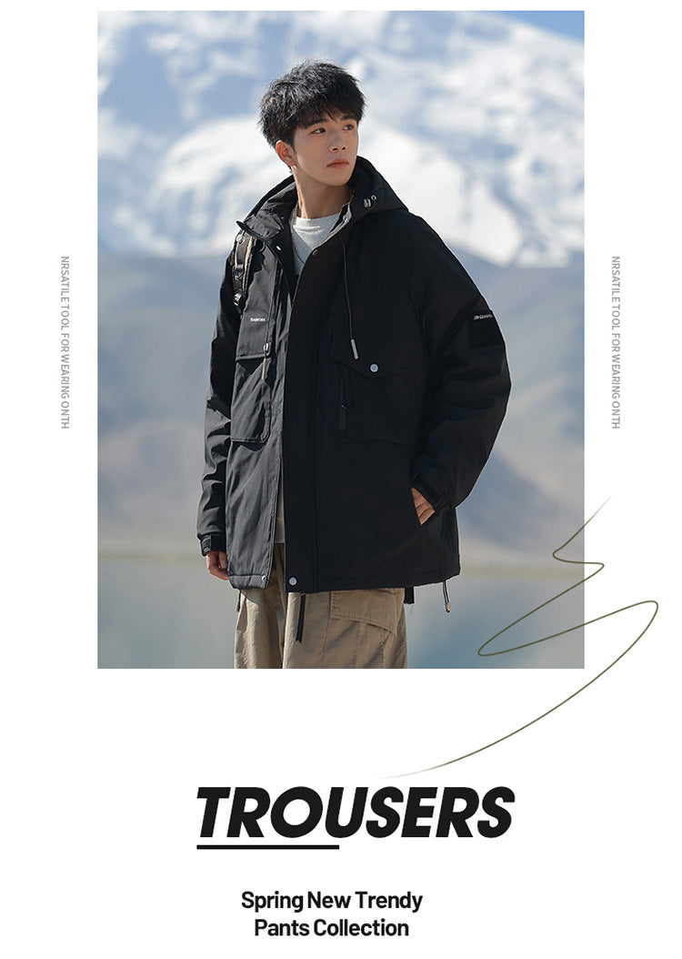 Woodpecker Assault down Cotton Jacket Men's Winter Thickeneded Warm Work Jacket Cotton Jacket New Hooded Winter Jacket