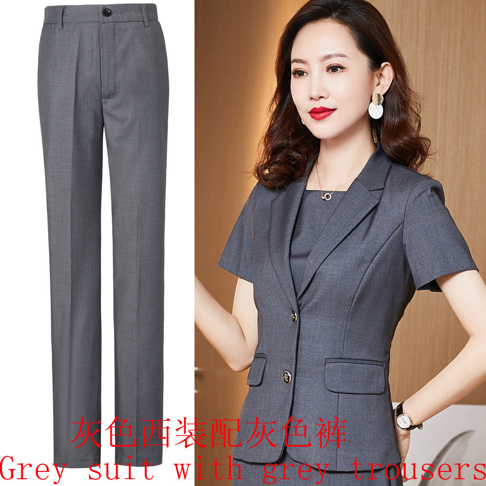 Spot New Summer Women's Professional Suit Executive Management Uniform Work Clothes Korean Style Business Suit Short-Sleeved Suit