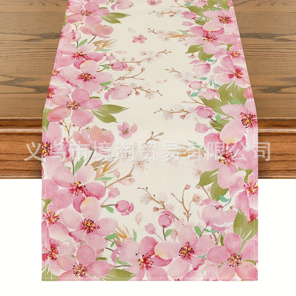 Linen Table Runner Pastoral Flower Lemon Summer Home Dining Table Outdoor Decoration Printed Tablecloth Table Runner