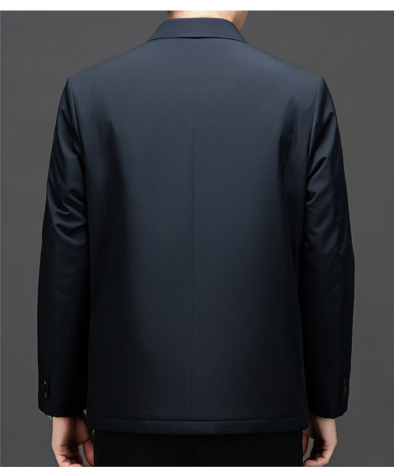 Pastoral Bird Jacket Cotton Coat Coat Winter Middle-aged and Elderly Men's Lapel Business Casual Lightweight Warm Silk Cotton Coat