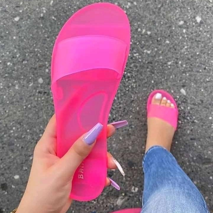 Cross-Border Large Size Crystal Shoes for Women to Wear at Home and Outside, Jelly Glue Sandals, Foreign Trade Wholesale Dropshipping