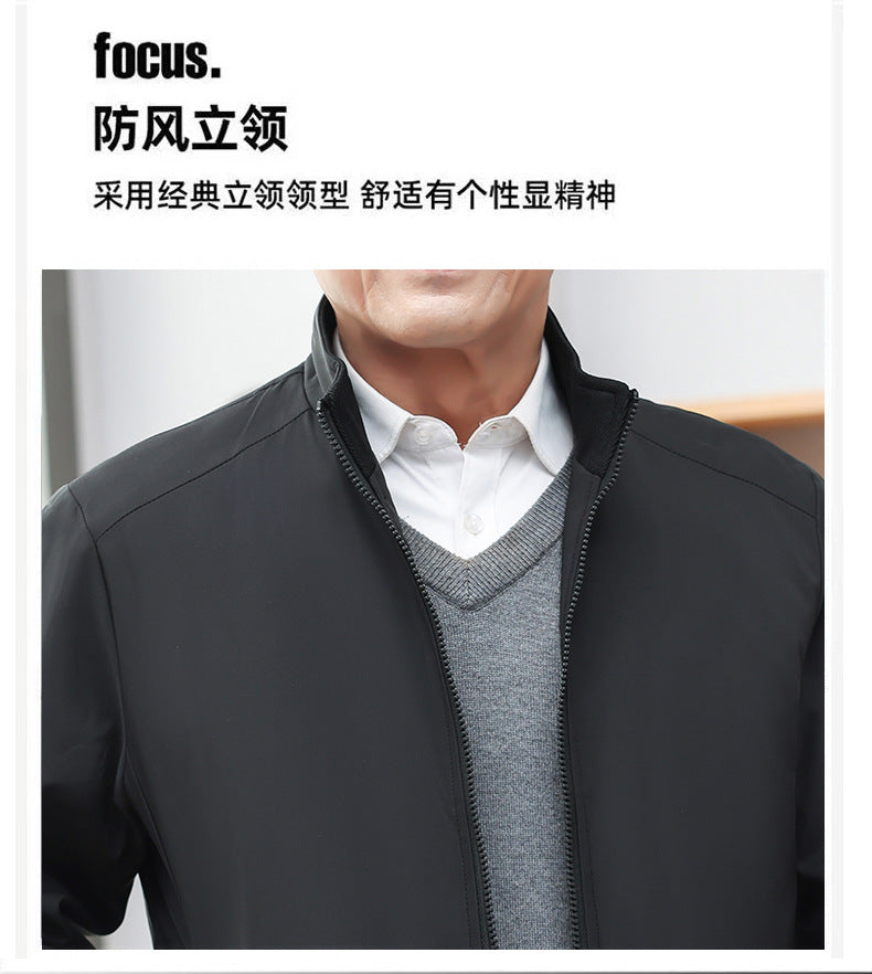 Classic Explosions plus size Middle-aged and Elderly Dad Clothes Winter fleece-lined Thickened Executive Collar Thickened fleece-lined Jacket