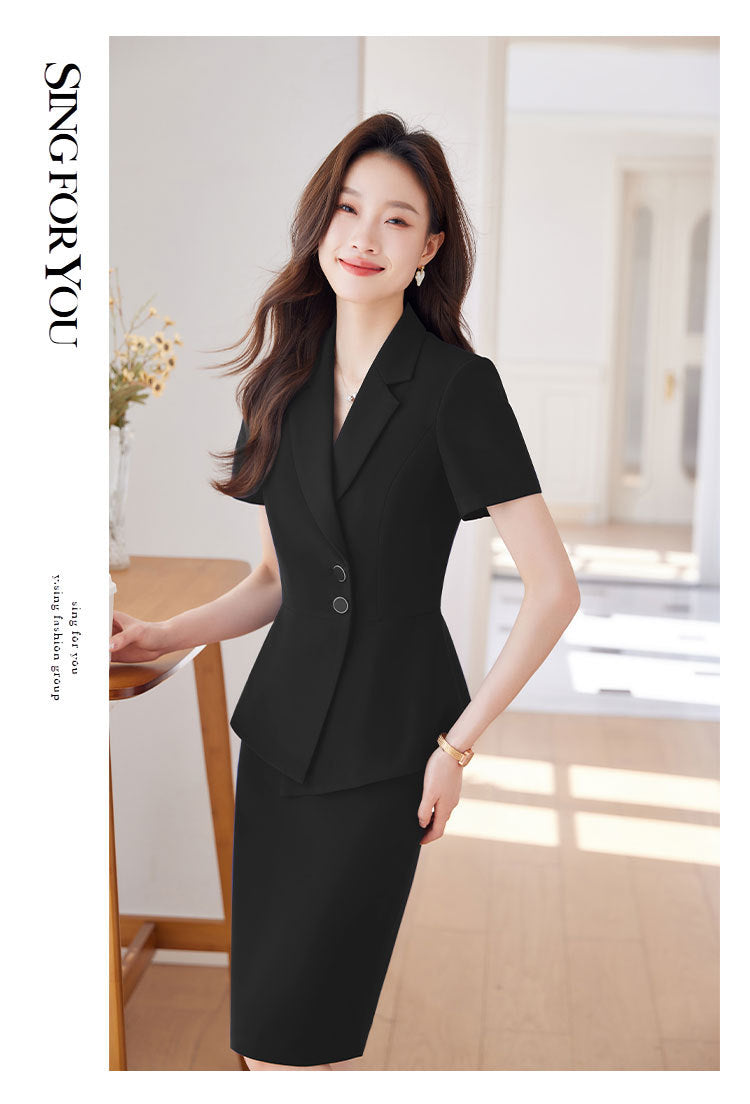 Short-Sleeved Suit Women's Summer 2025 New Classy Formal Hotel Jewelry Front Desk Professional Elegant Work Clothes