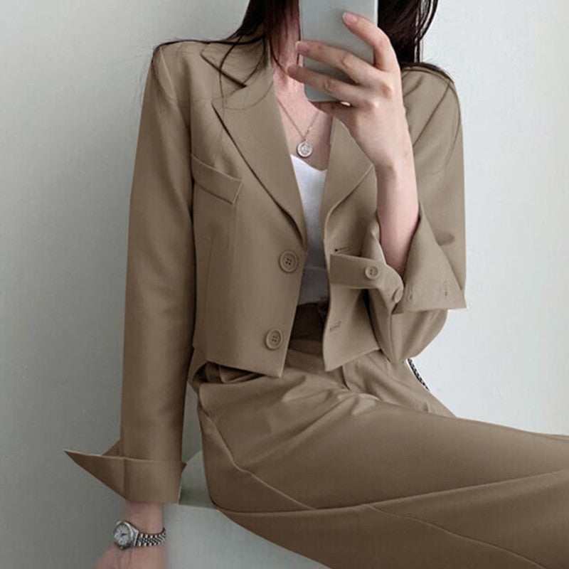 Autumn 2022 New khaki Small Suit Jacket Women's High Sense Small Temperament Commuter Suit suit