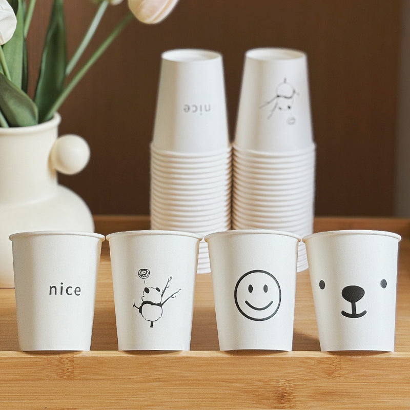 Ins Style Simple Disposable Paper Cup 250ml Large Capacity Household Thickened Tea Cup Wholesale Coffee Cup